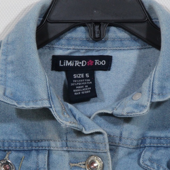 Limited Too Girls Light Blue Jean Button Down Crop Denim Jacket Size 5 - Picture 2 of 4